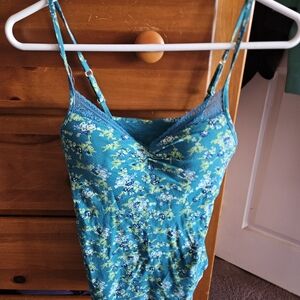 Floral Blue Spaghetti Strap Top